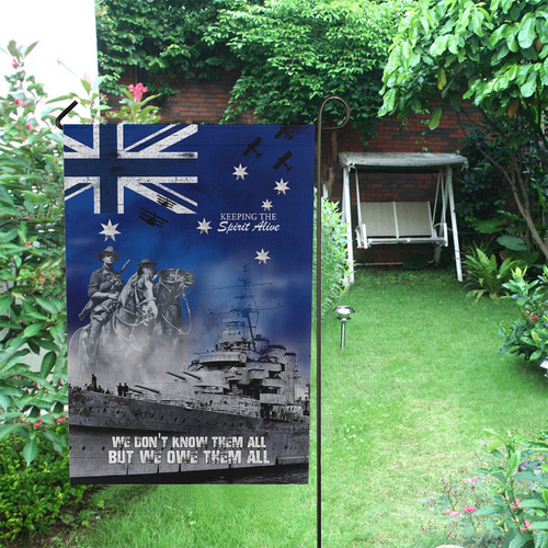 Australia Garden Flag Anzac Day Remember All The Battles Fought Blue